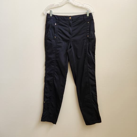 Chico's Pants Womens Size 0 Black Ankle Roll Tab Hem Pockets Stretch Casual - Picture 1 of 16